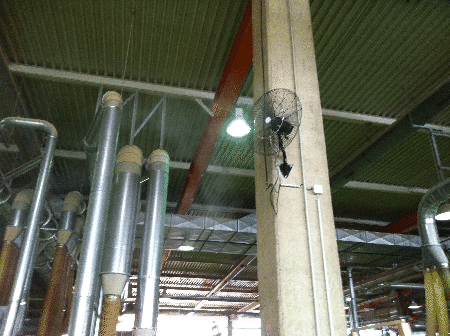 Erfrischung in Werkshallen Produktionssttten Werksttten Montagehallen mit Rauch System